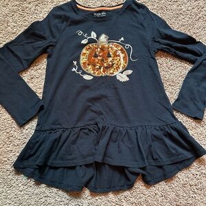 Spooky Night Black Pumpkin Sequin Long Sleeve Top